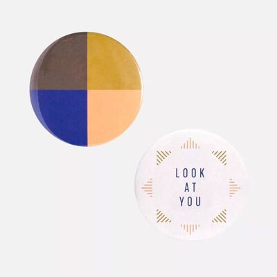 Look At You Button Mirror Set