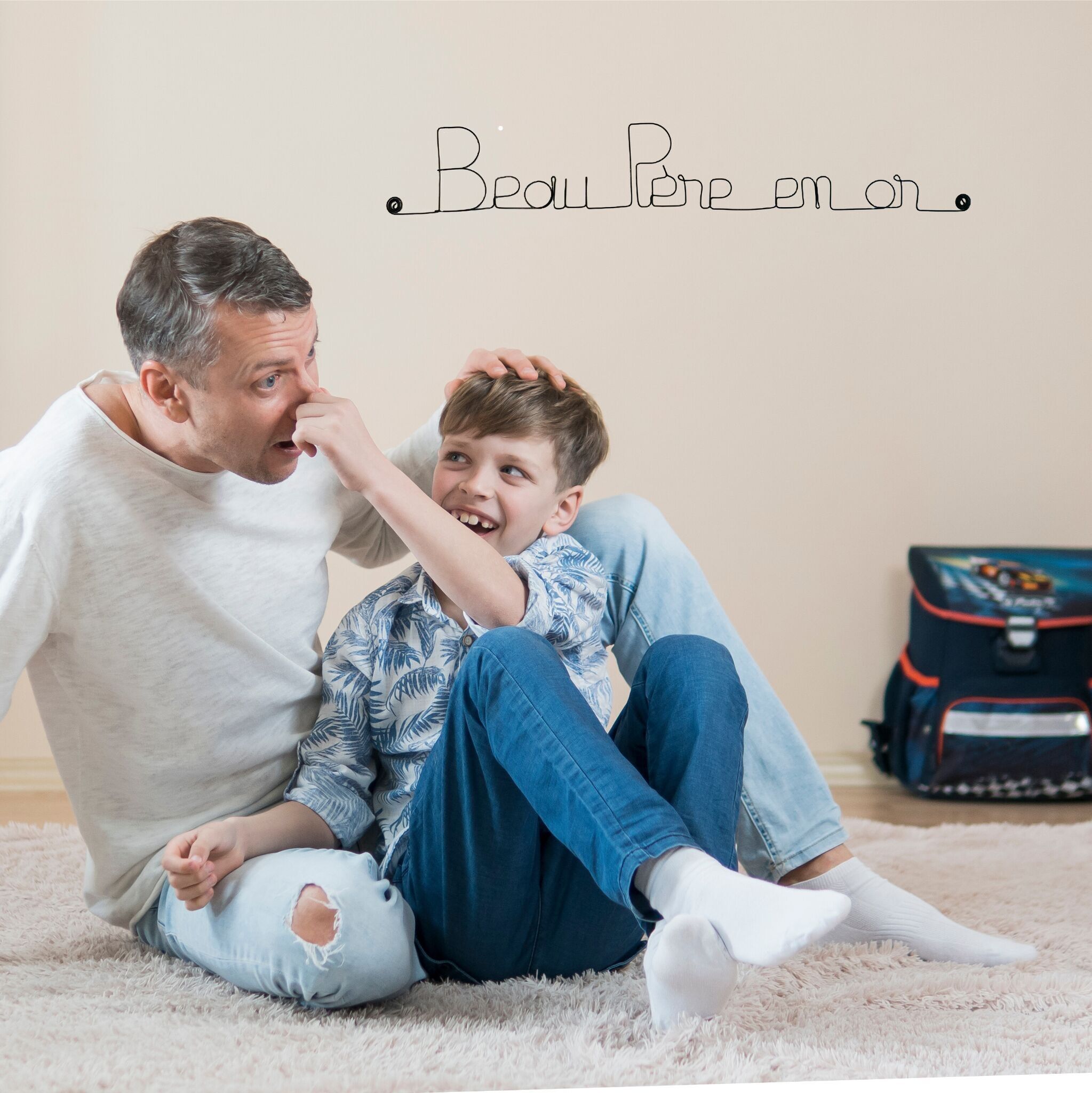 "Goldener Schwiegervater" Draht-Wanddeko - Pinnbar - Wandschmuck - Vatertag