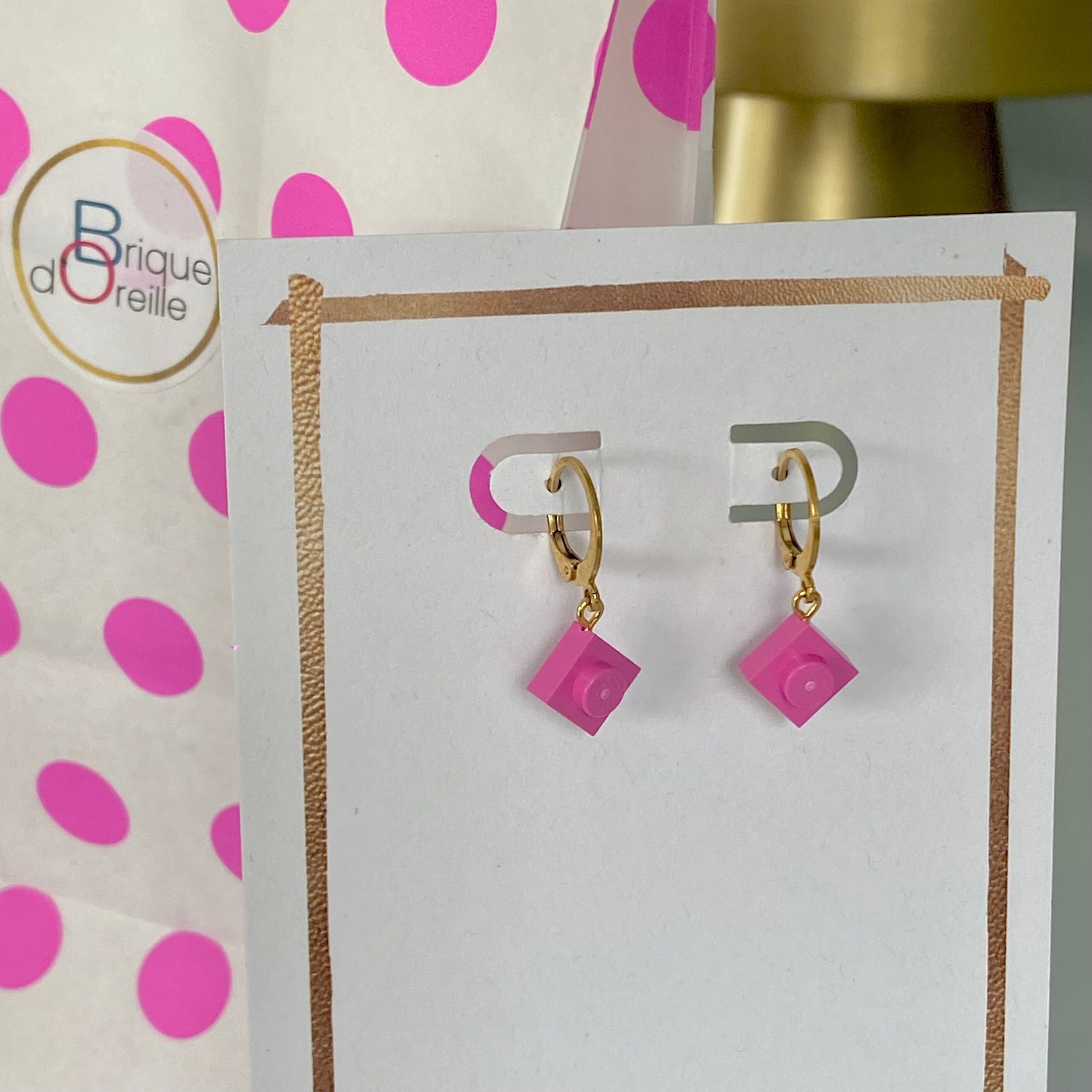 Orecchini a lobo in acciaio inossidabile con mattoncino Lego®