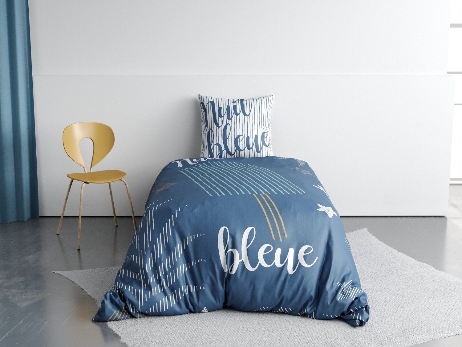 Set Copripiumino 2pz 140x200cm 100% cotone 47 fili Blu Notte