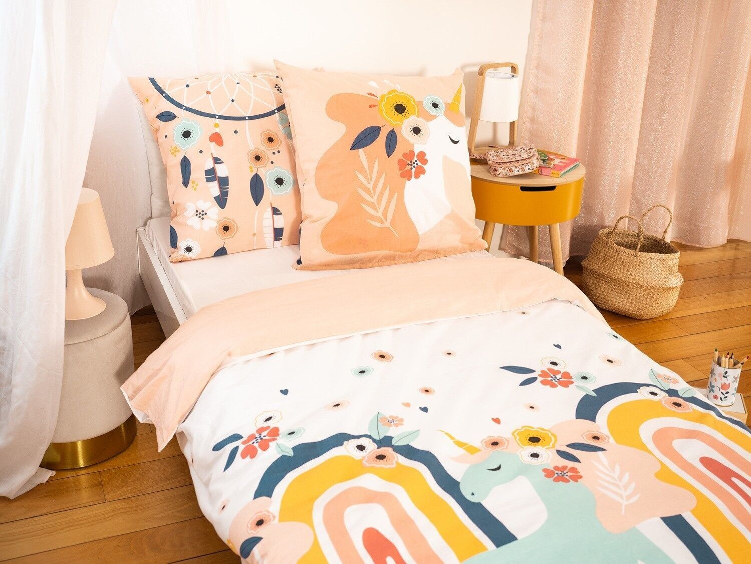 Set copripiumino 2 pezzi 140x200cm Better Cotton BCI Softened Prunellia