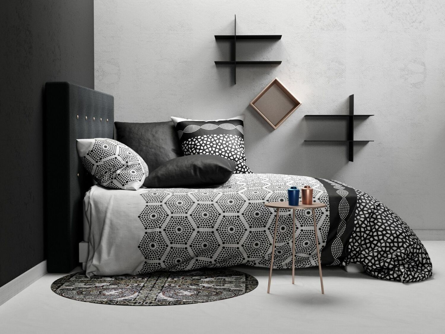 Parure Housse De Couette 3pcs 240x220cm 100% Coton 57 Fils Pavage