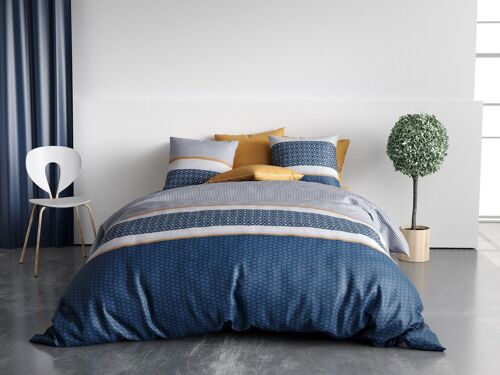 Parure Housse De Couette 3pcs 260x240cm 100% Coton 57 Fils Zante