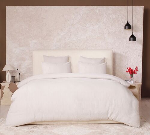 Parure De Couette 3 Pcs 240x220 100% Gaze De Coton Lavé Ecru Naturel