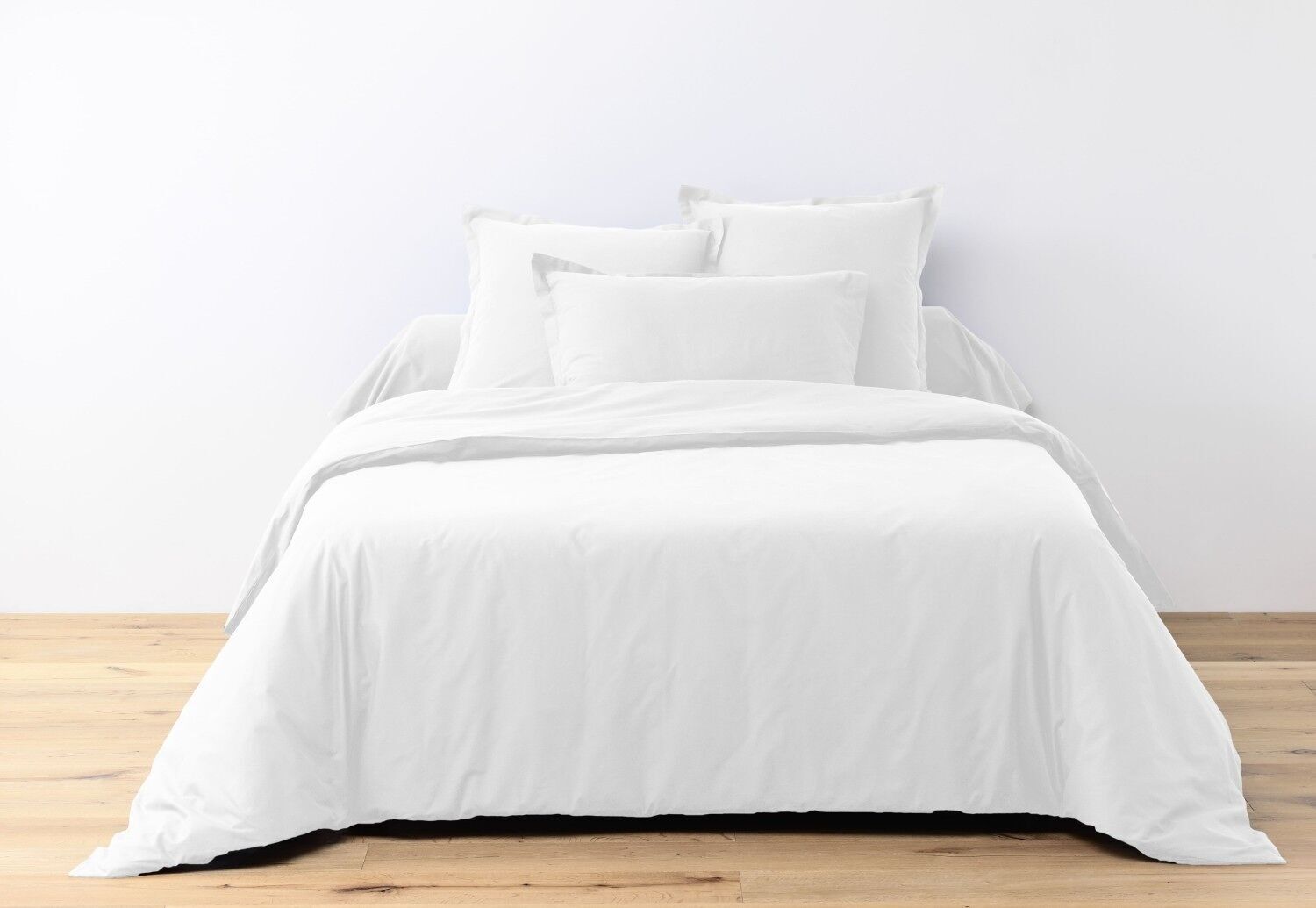 3-teiliges Bettbezug-Set 260x240cm 100% Baumwolle 57 Fäden weiß