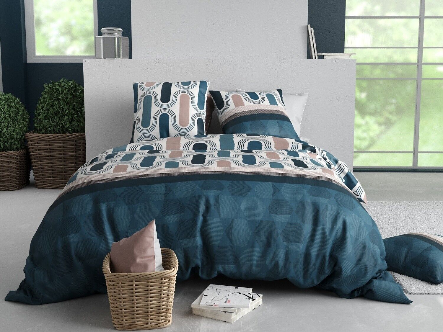 Juego nórdico 3 piezas 200x200cm + 2 fundas de almohada 100% algodón 57 hilos Mistri