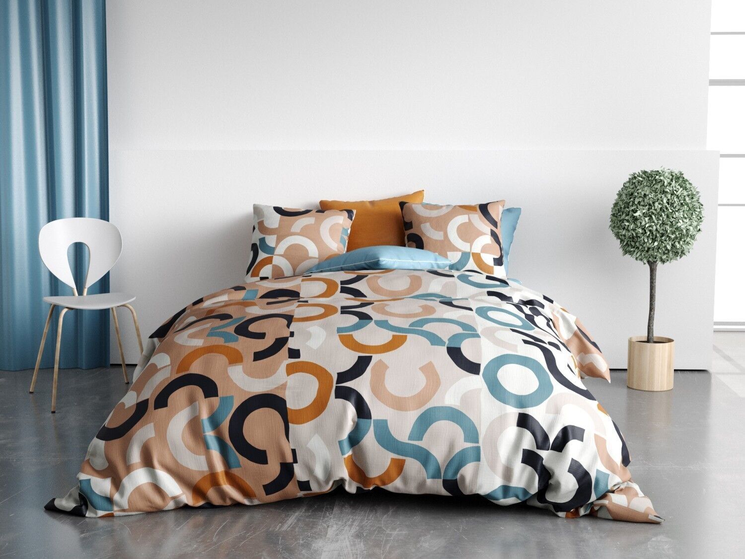 Set copripiumino 3 pezzi 200x200cm 100% cotone 57 fili Igor