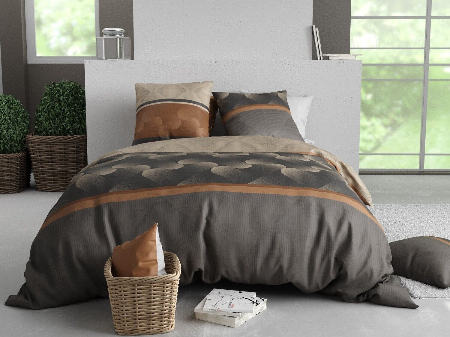 Juego nórdico 3 piezas 200x200cm + 2 fundas de almohada 100% algodón 57 hilos Jasper