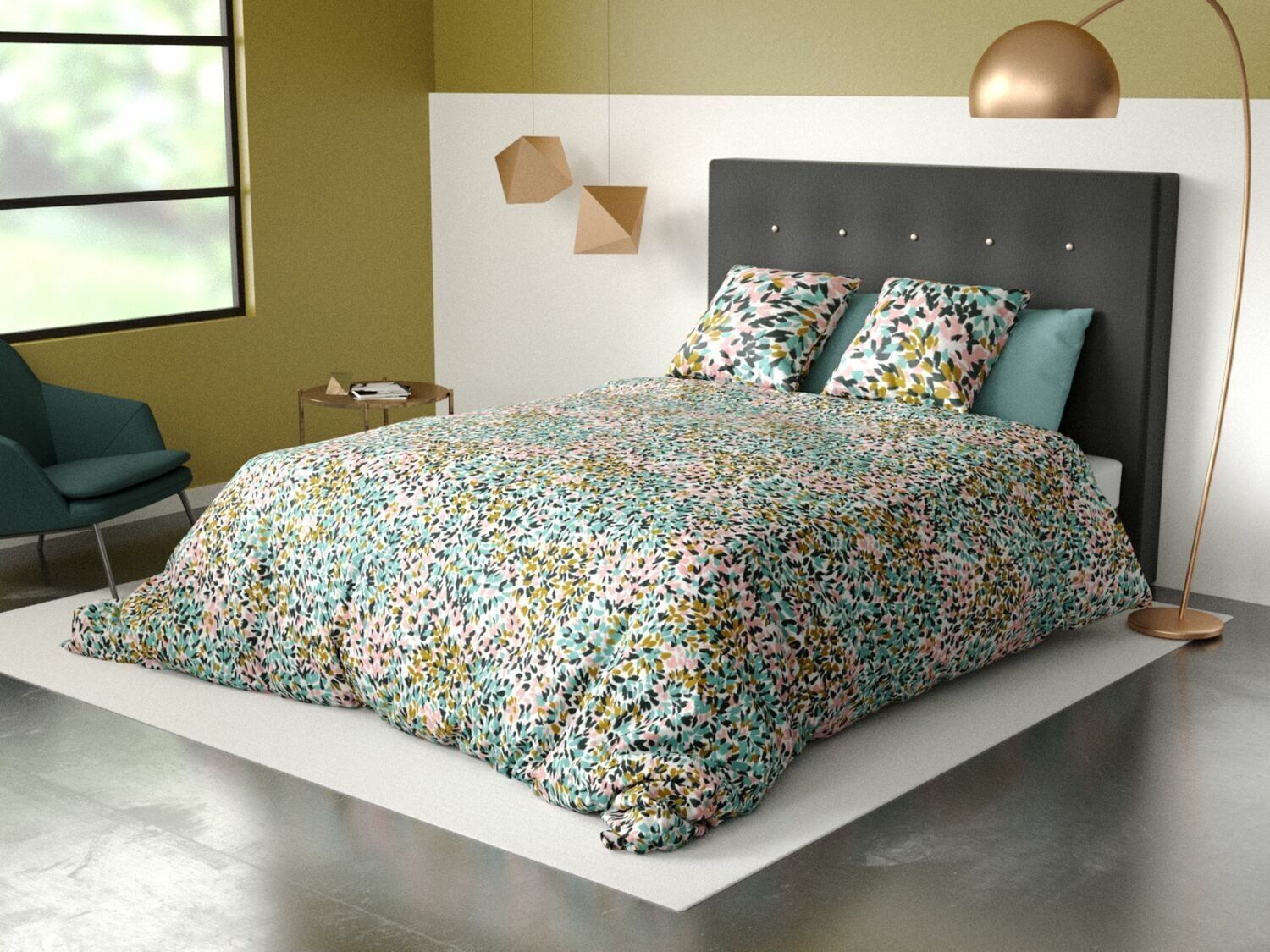 Completo copripiumino 3 pezzi 200x200cm 100% cotone biologico 57 fili/cm2 - telma