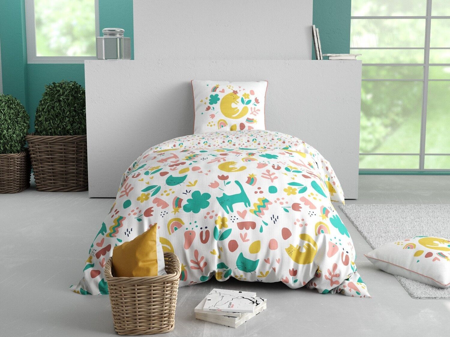 Set copripiumino 2 pezzi 140x200 100% cotone 57 fili - Minou