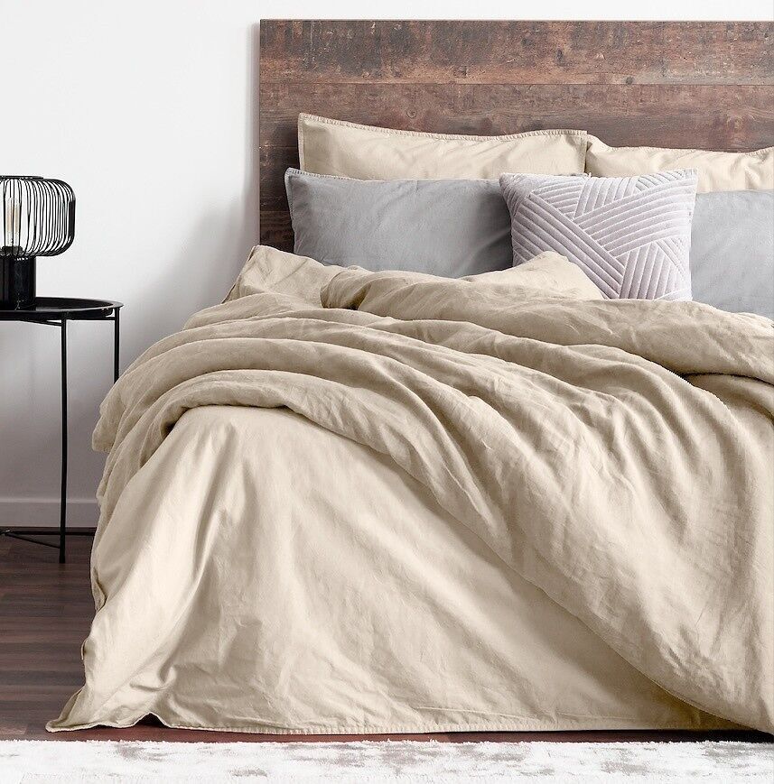 Set copripiumino 3 pezzi 260x240 100% lino e cotone lavato 57 fili - Dune