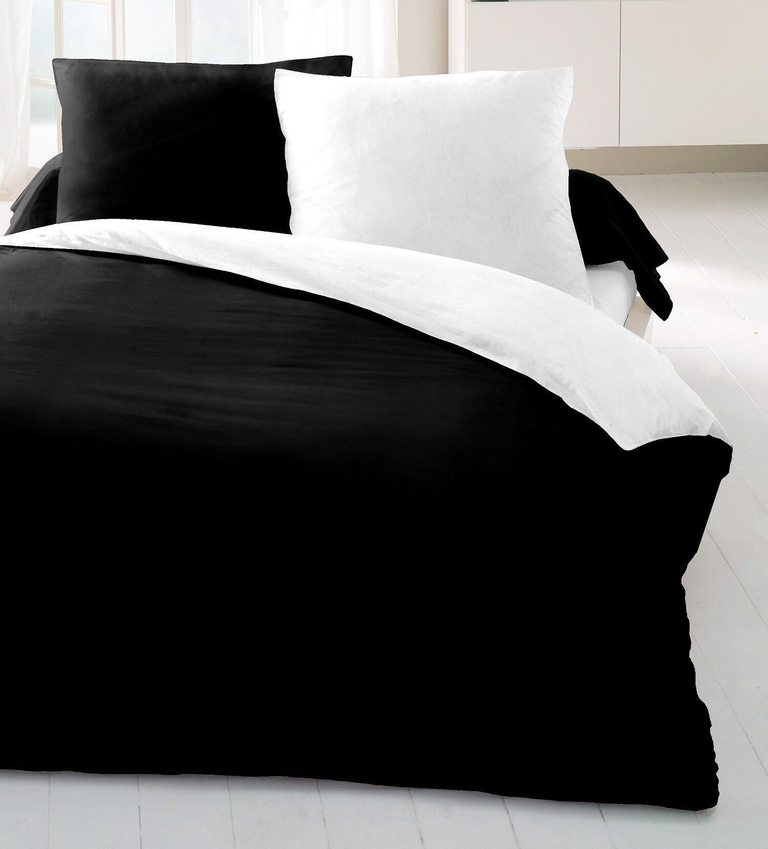 Set copripiumino 260x240 cotone 57 fili nero e bianco