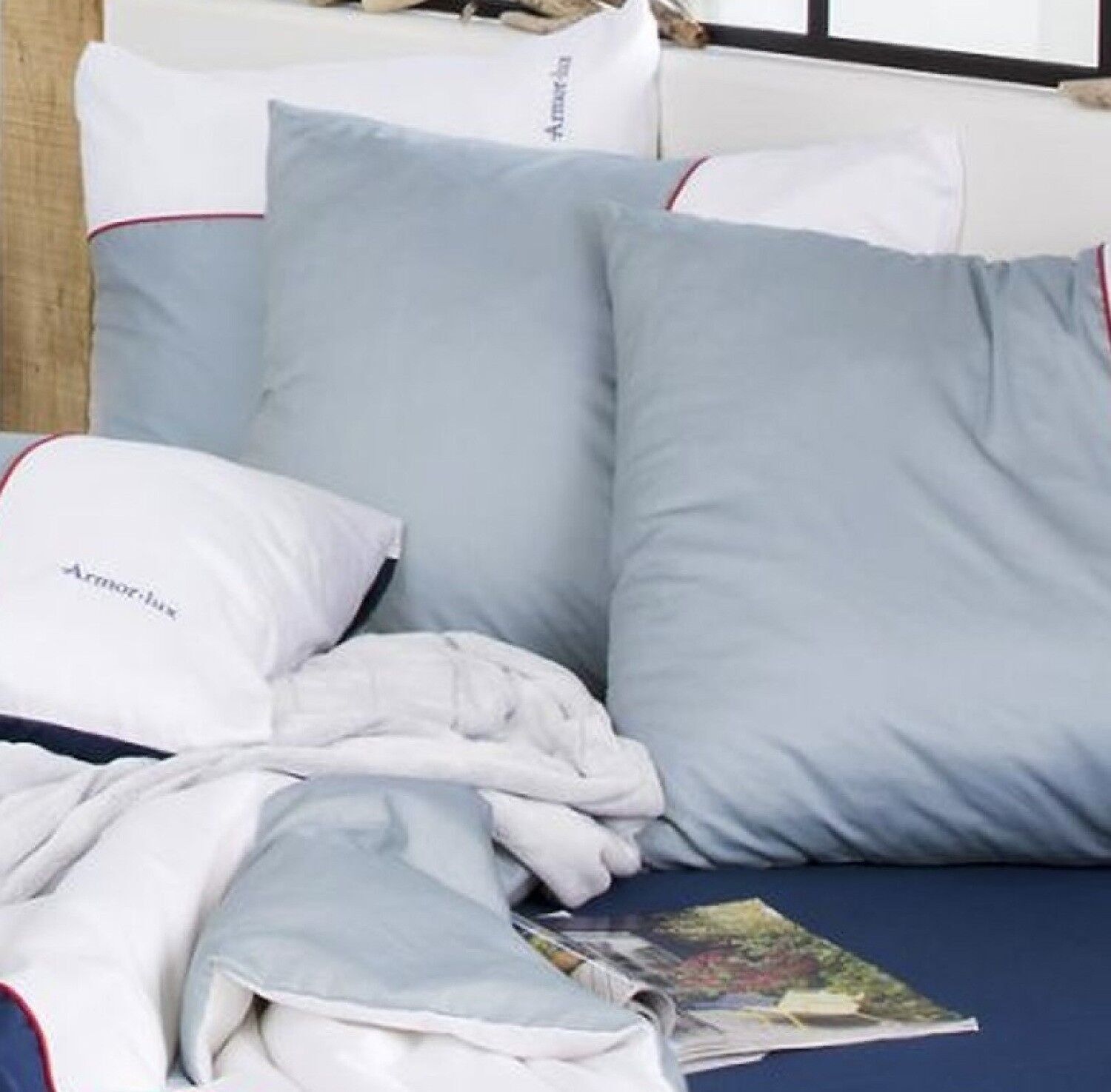 3pcs Reversible Duvet Cover Set 240x220cm 100% Cotton Satin Navy Blue