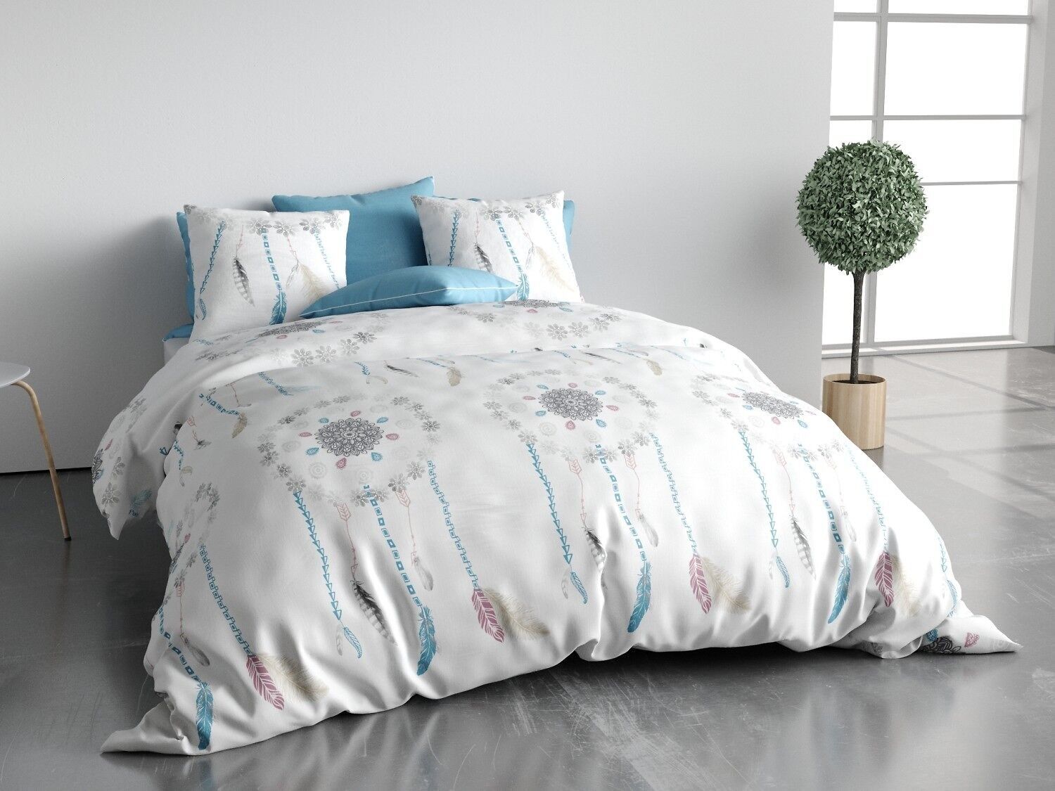 Set copripiumino 3 pezzi 240x220cm 100% cotone Classico 57 fili Dreamy