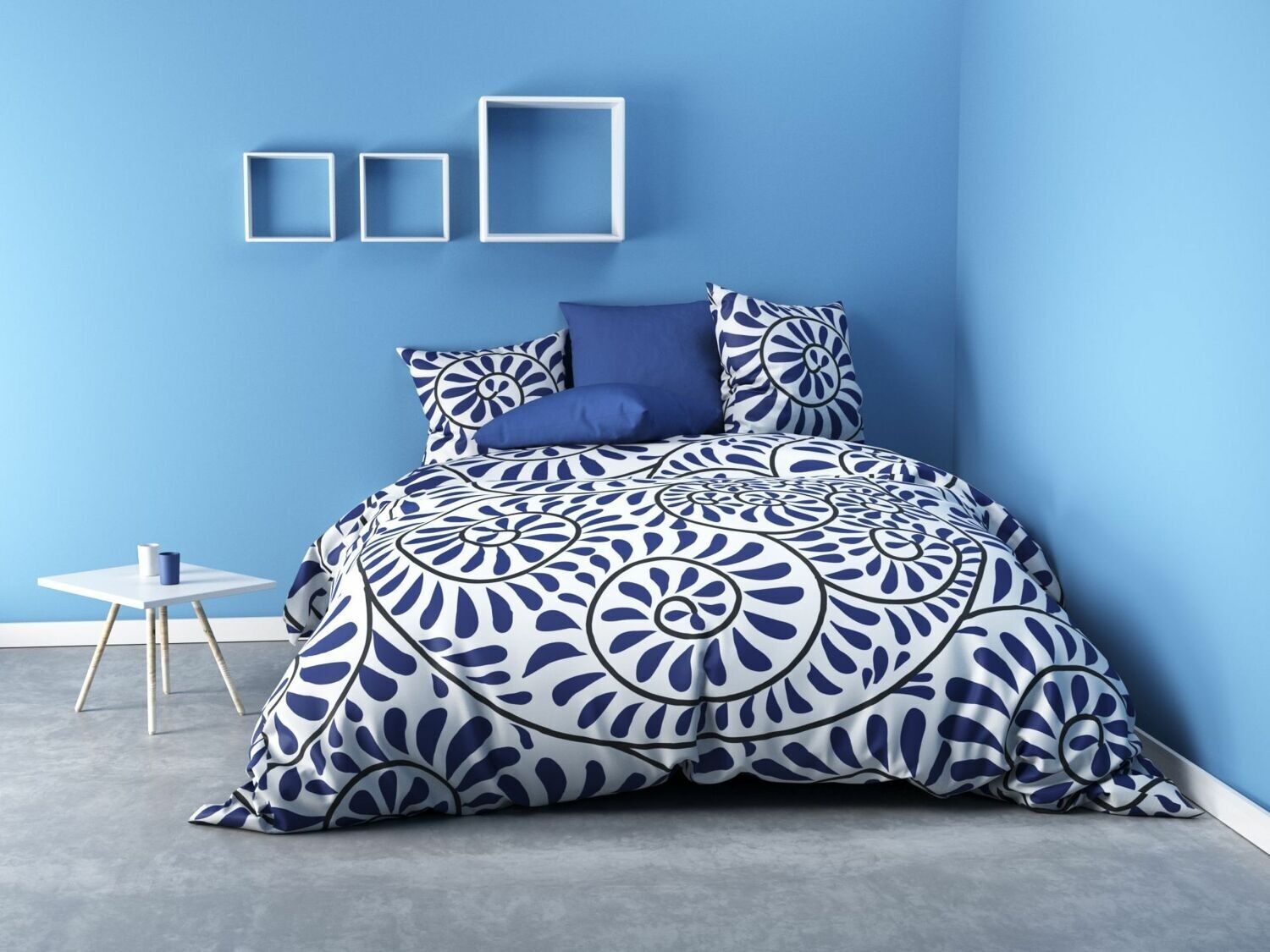 Completo copripiumino 3 pezzi 260x240cm 100% cotone 47 fili/cm2 Boheme