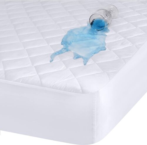 Protege Matelas 160x200cm 100% Polyester 205gsm Matelasse Impermeable Respirant Blanc