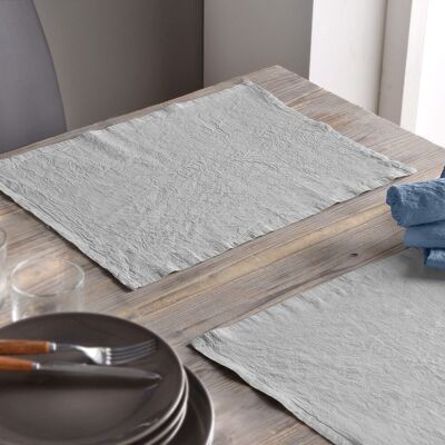Juego de 2 servilletas de lino y algodón de 45 x 45 en gris pizarra