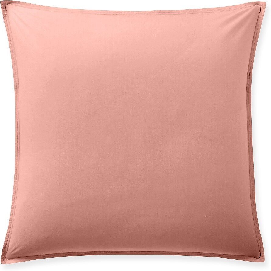 Federa 65x65 con volant 100% cotone percalle lavato rosa cipria