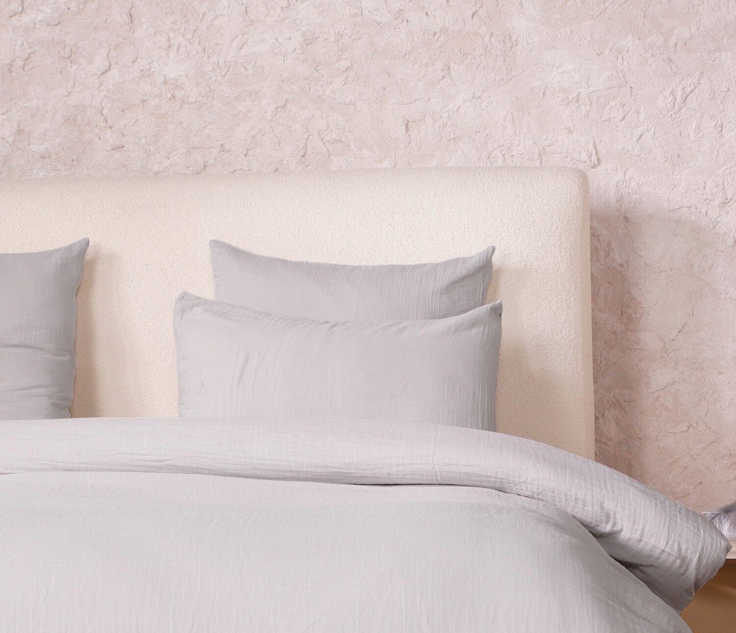 Federa 65x65 cm 100% Cotone Lavato Garza Grigio Ghiacciaio