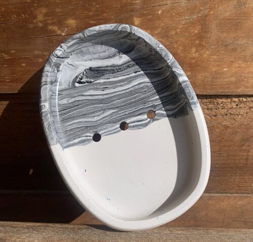 Porte-savon bicolore noir blanc