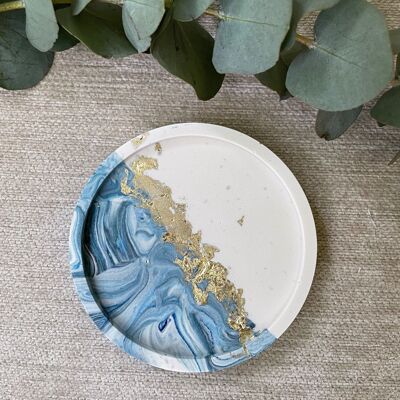 Coupelle blanc – bleu marbrée