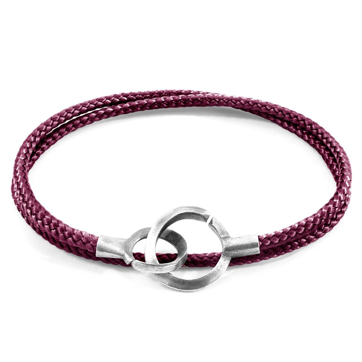 Pulsera Montrose de plata y cuerda color berenjena morado