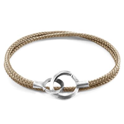 Bracciale Montrose in argento e corda color marrone sabbia