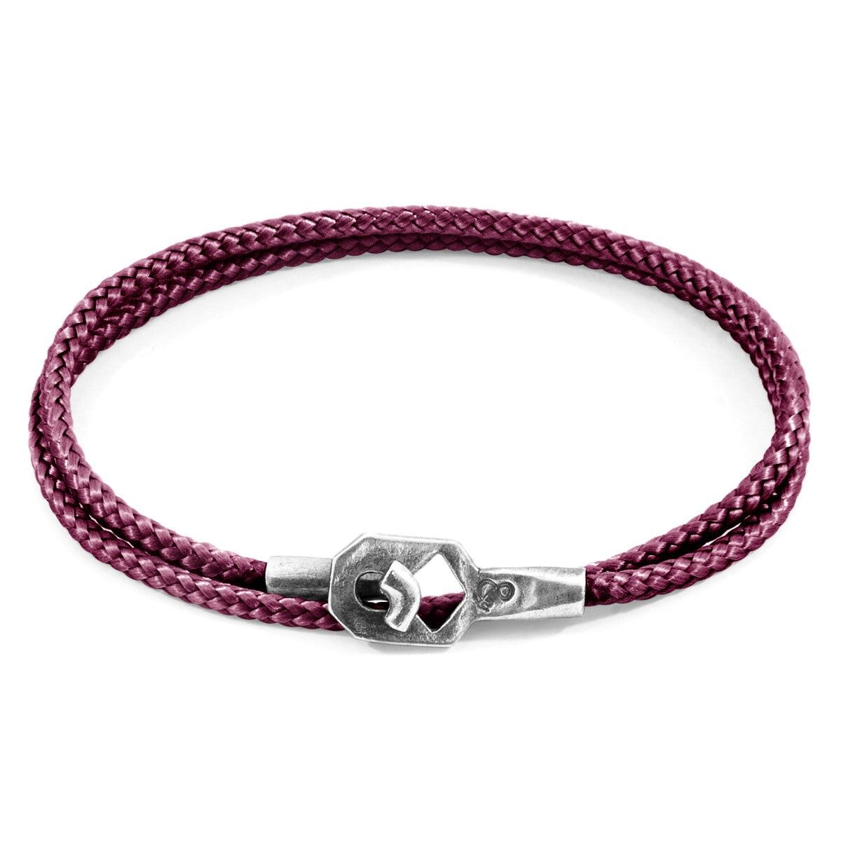 Bracciale Tenby in argento e corda viola melanzana