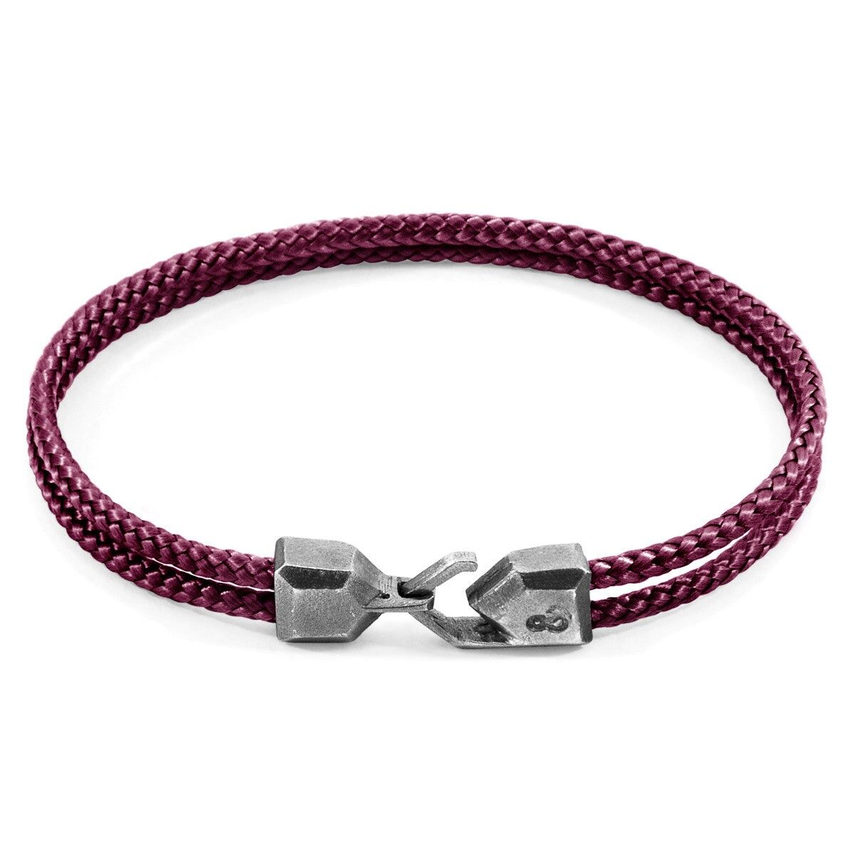 Bracciale Cromer in argento e corda viola melanzana
