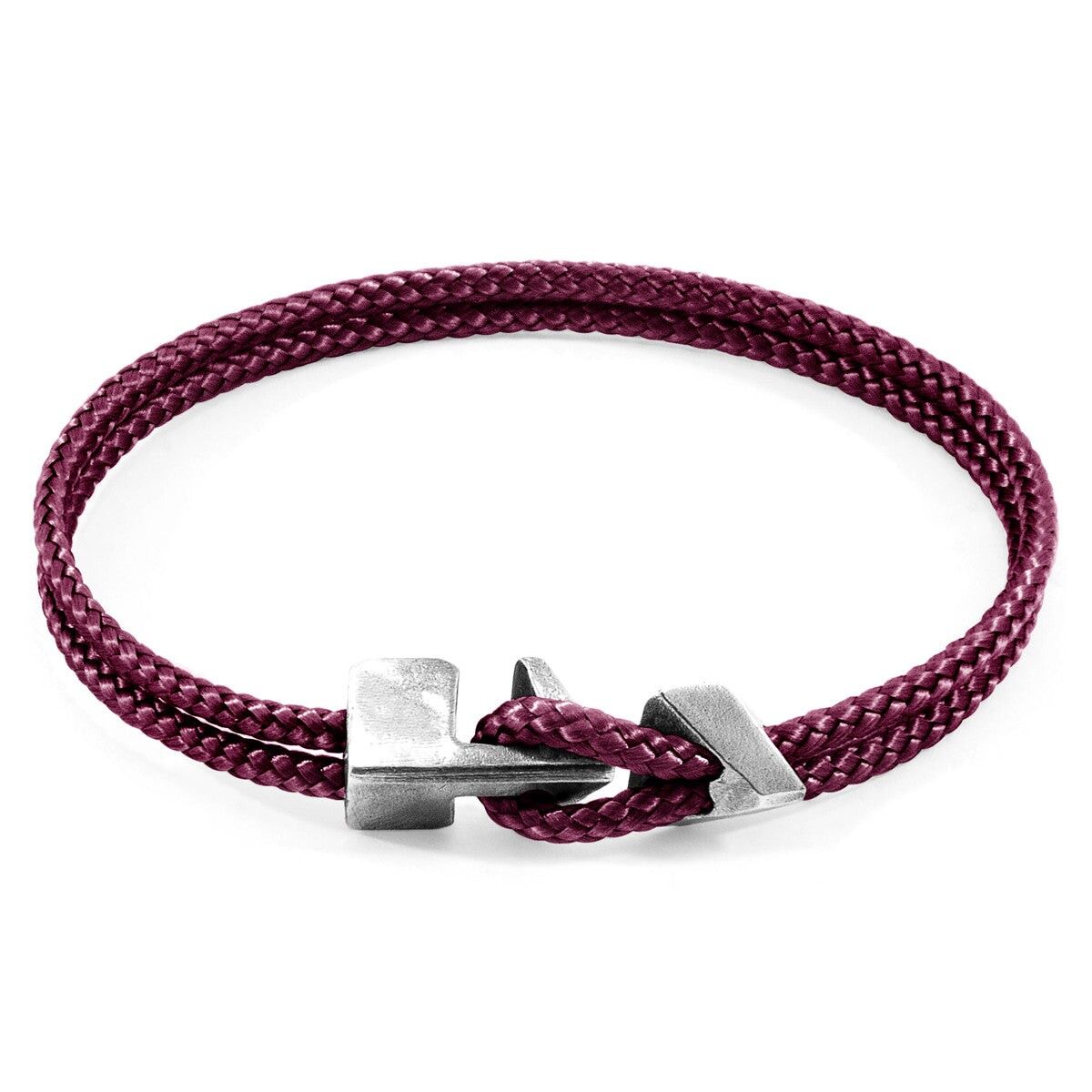 Bracciale Brixham in argento e corda viola melanzana