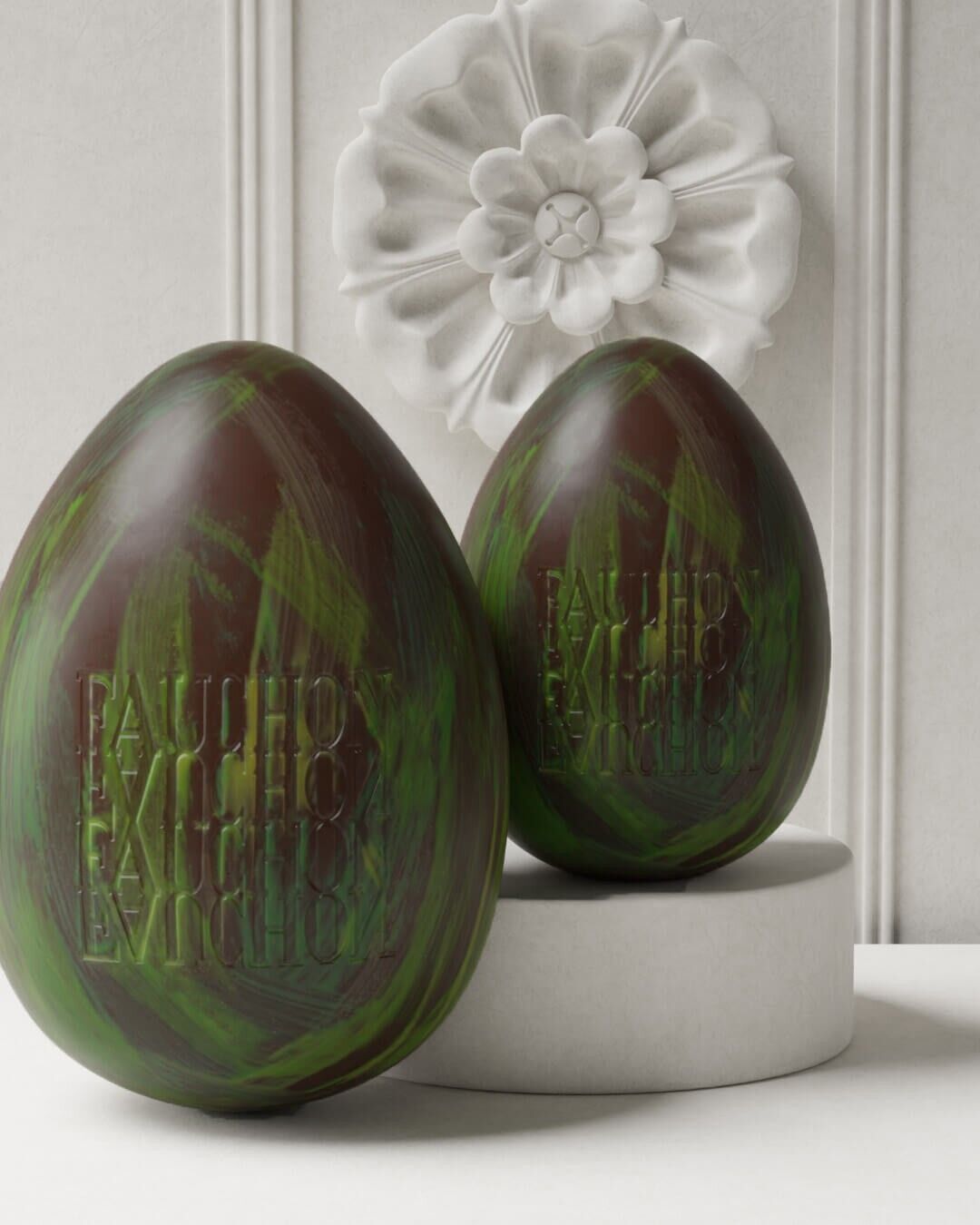 Uovo di Pasqua di cioccolato fondente inciso FAUCHON