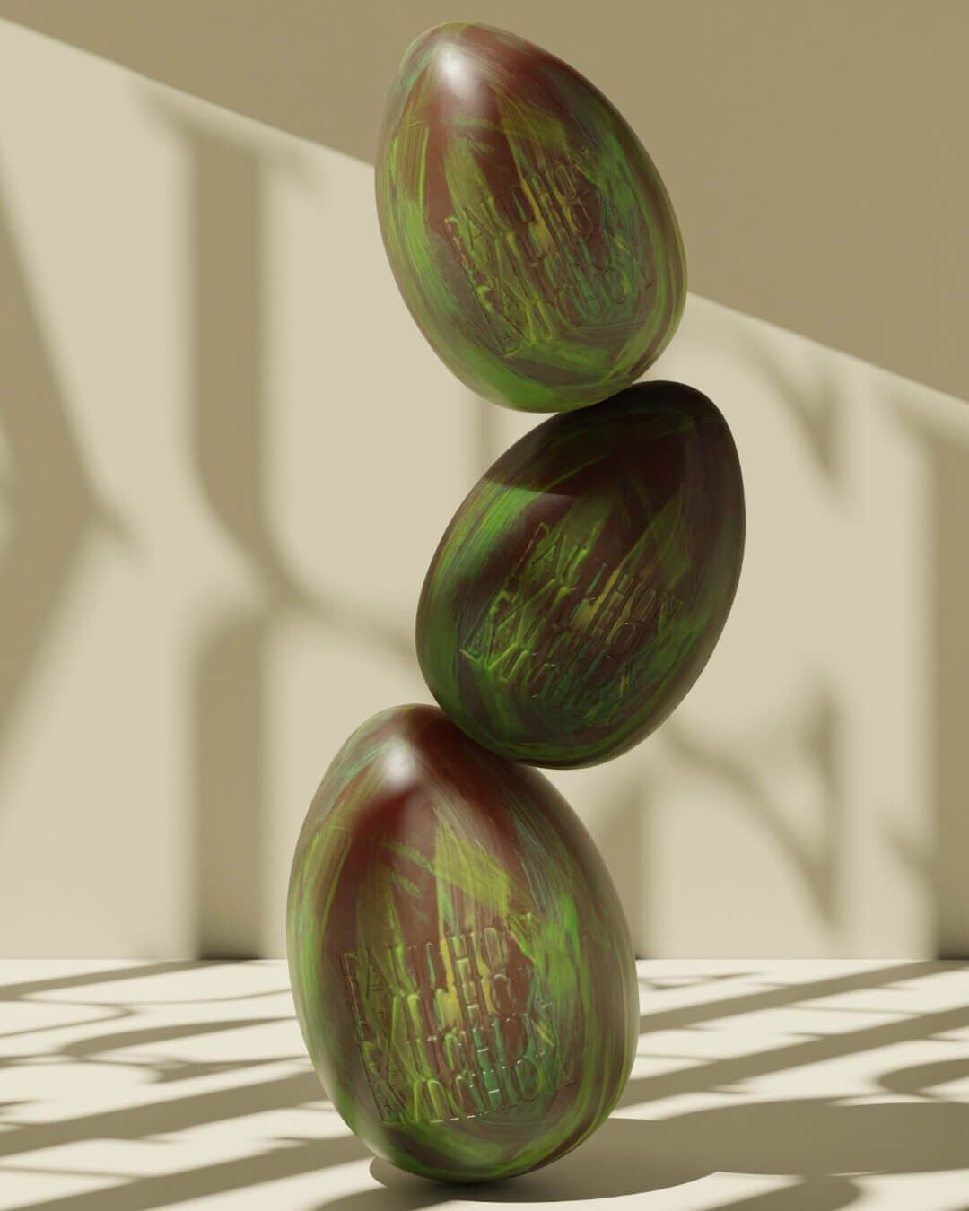 Grande uovo di Pasqua di cioccolato fondente inciso FAUCHON