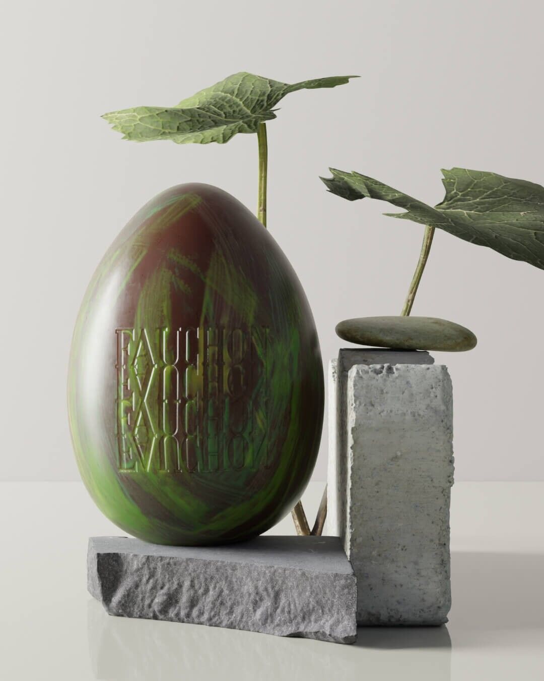 Grande uovo di Pasqua al cioccolato al latte inciso FAUCHON