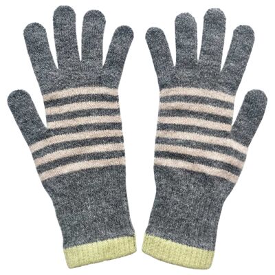 GUANTI - lana d'agnello - donna - a righe - grigio/menta