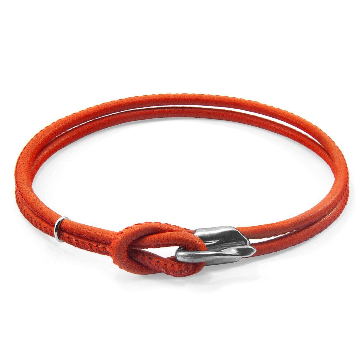 Bracciale Orla in argento e pelle nappa rosso mela
