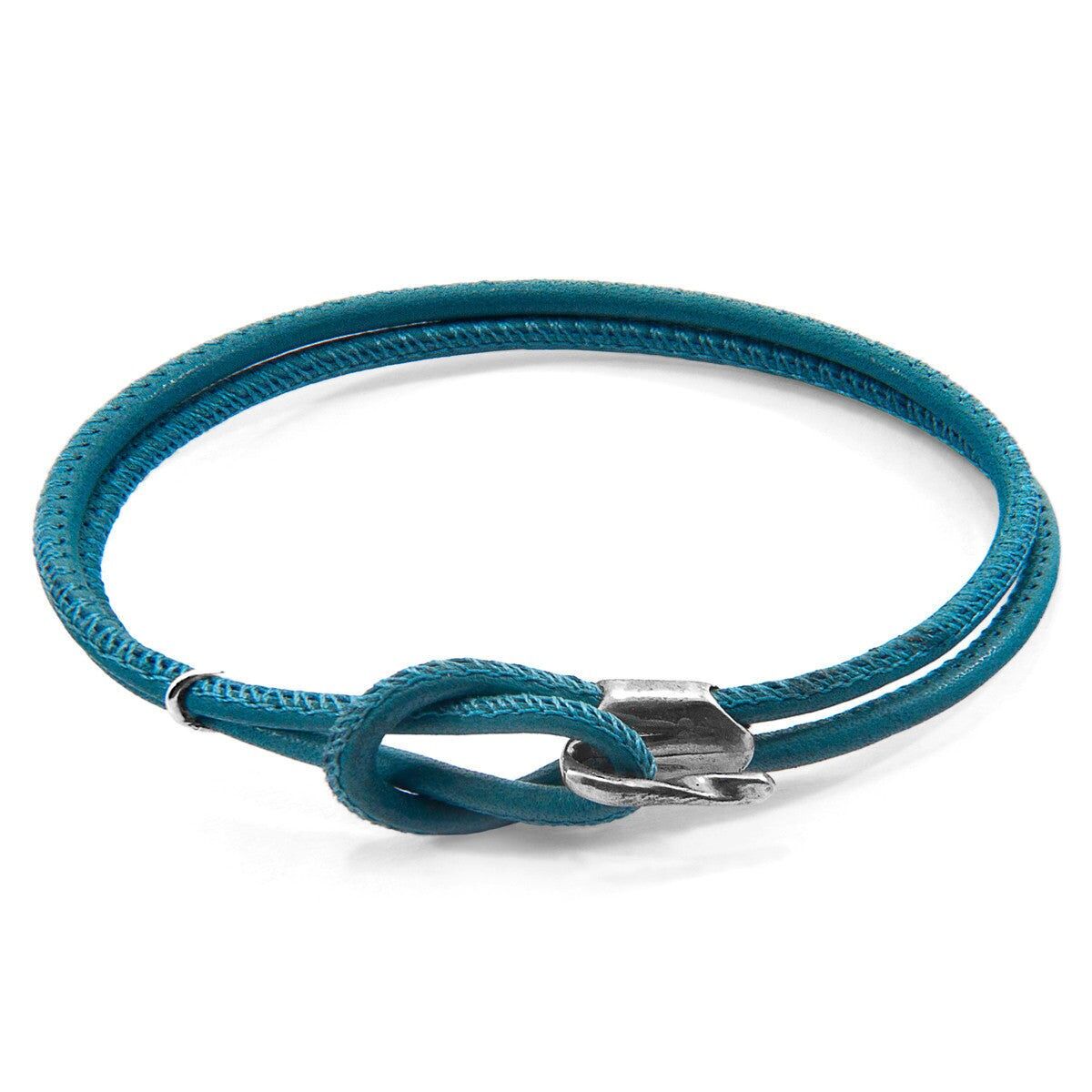 Bracciale in argento e pelle nappa Orla blu oceano