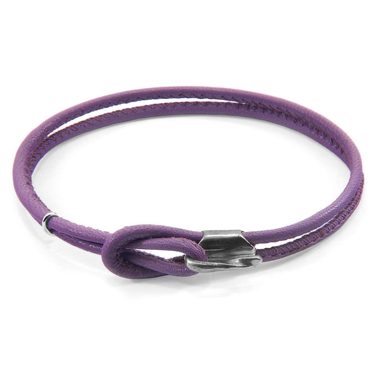 Bracciale in argento e pelle nappa lilla viola Orla