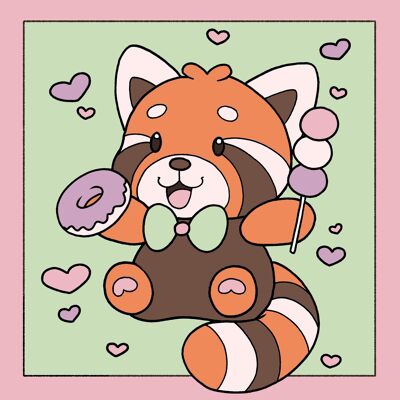 ENJOY ART - Peinture par Numéros 20x20cm Junior Kawaii Chat Panda