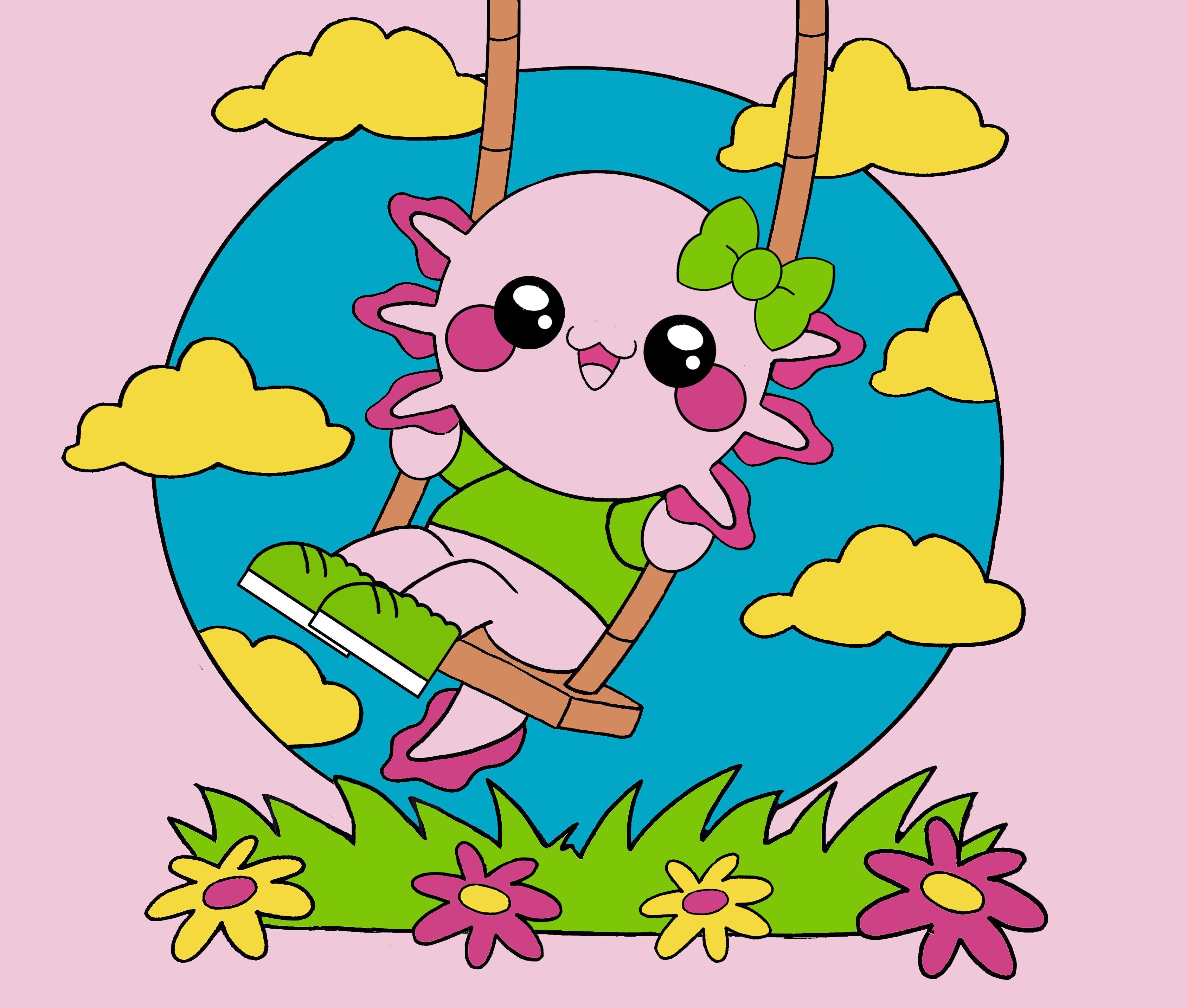 ENJOY ART - Malen nach Zahlen 20x20cm Junior Kawaii Drache Axolotl