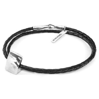 Bracciale in pelle intrecciata e argento GUSTATORY Coffee Bag Midnight Black