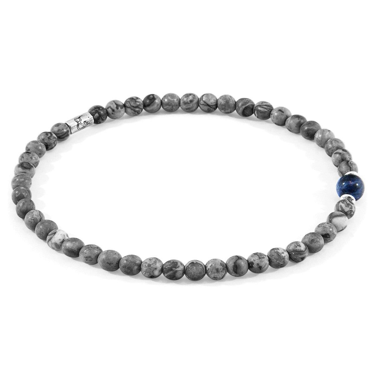Braccialetto SKINNY in argento e pietra Walter con diaspro grigio e sodalite blu