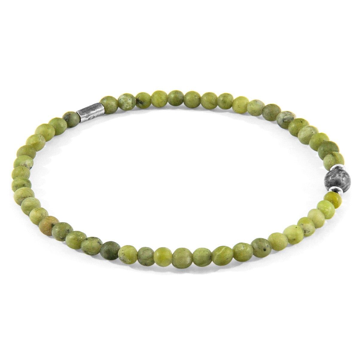 Bracelet fin Walter en argent et pierre, jade vert et jaspe gris