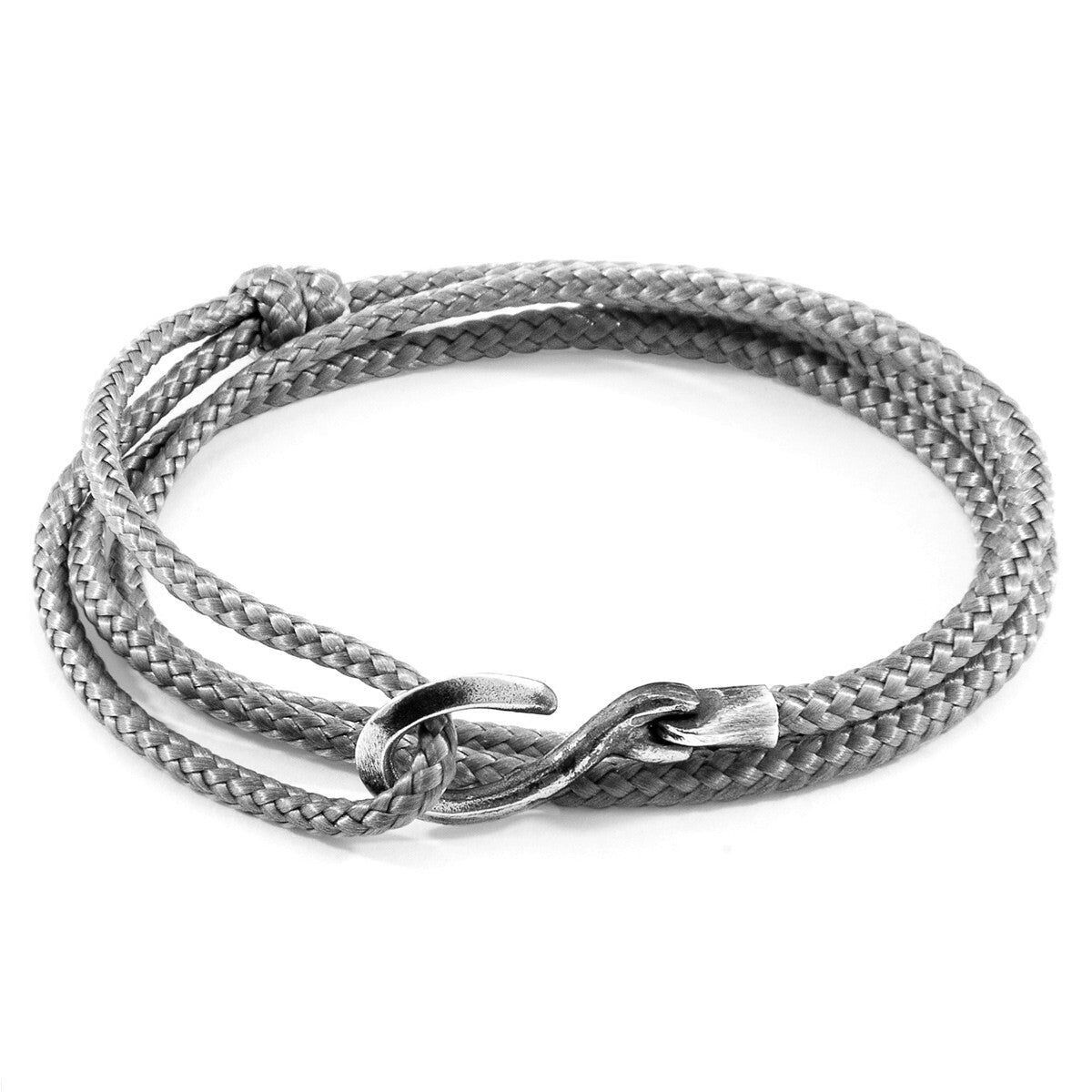 Bracciale classico grigio Heysham in argento e corda