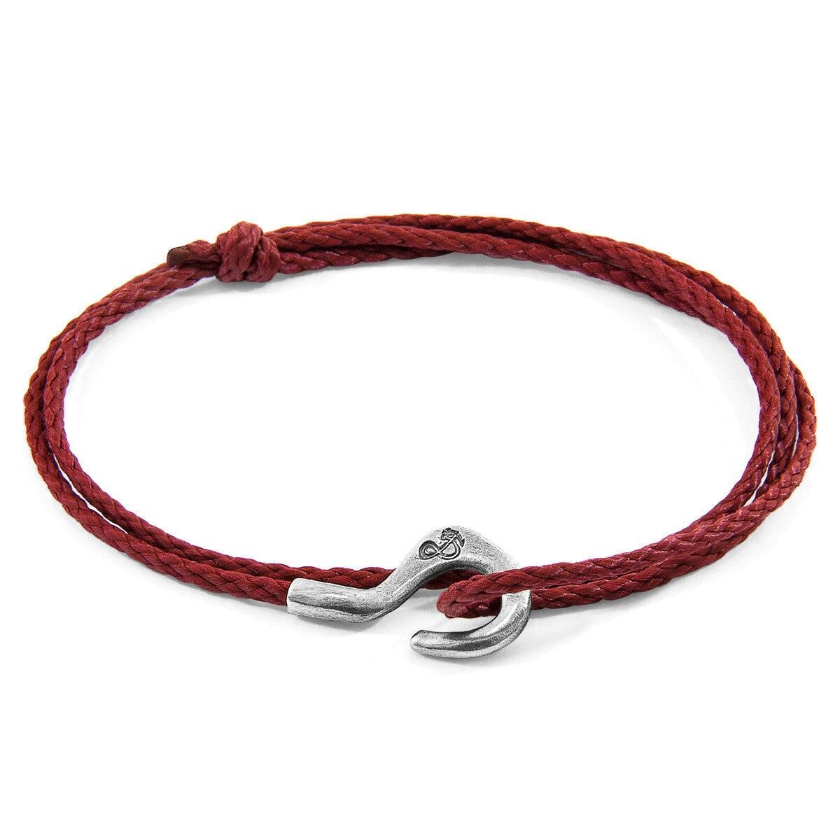 Bracciale SKINNY in argento e corda rosso bordeaux Charles