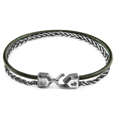 Bracelet en cuir rond et argent pour mât de trinquette Racing Green