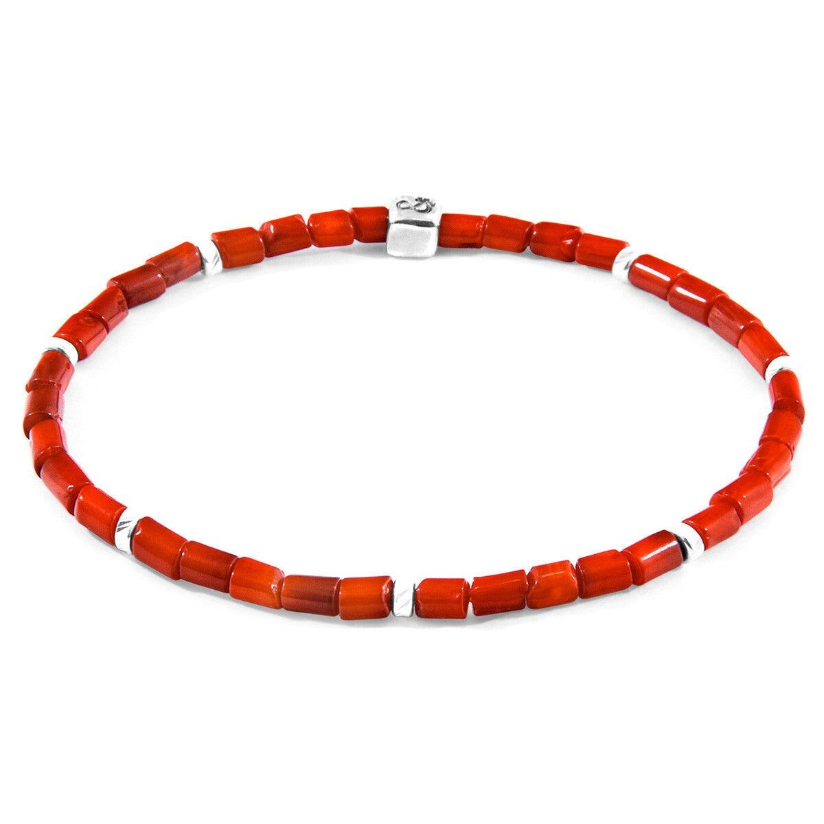 Bracciale Tekapo in argento e pietra di corallo di bambù rosso (imitazione)