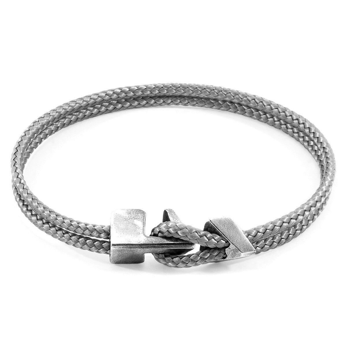 Classico bracciale grigio Brixham in argento e corda