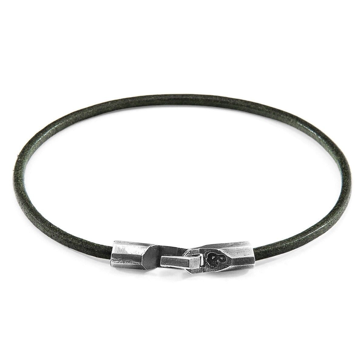 Bracciale Racing Green Talbot in argento e pelle rotonda