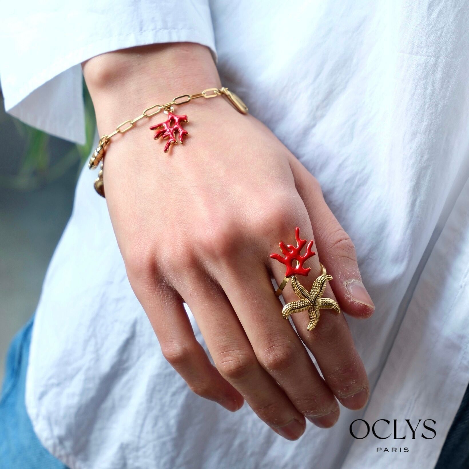 Nova stainless steel coral starfish ring