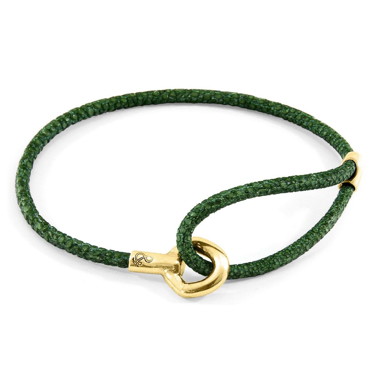 Pulsera de oro amarillo de 9 quilates y piel de raya Blake de Racing Green